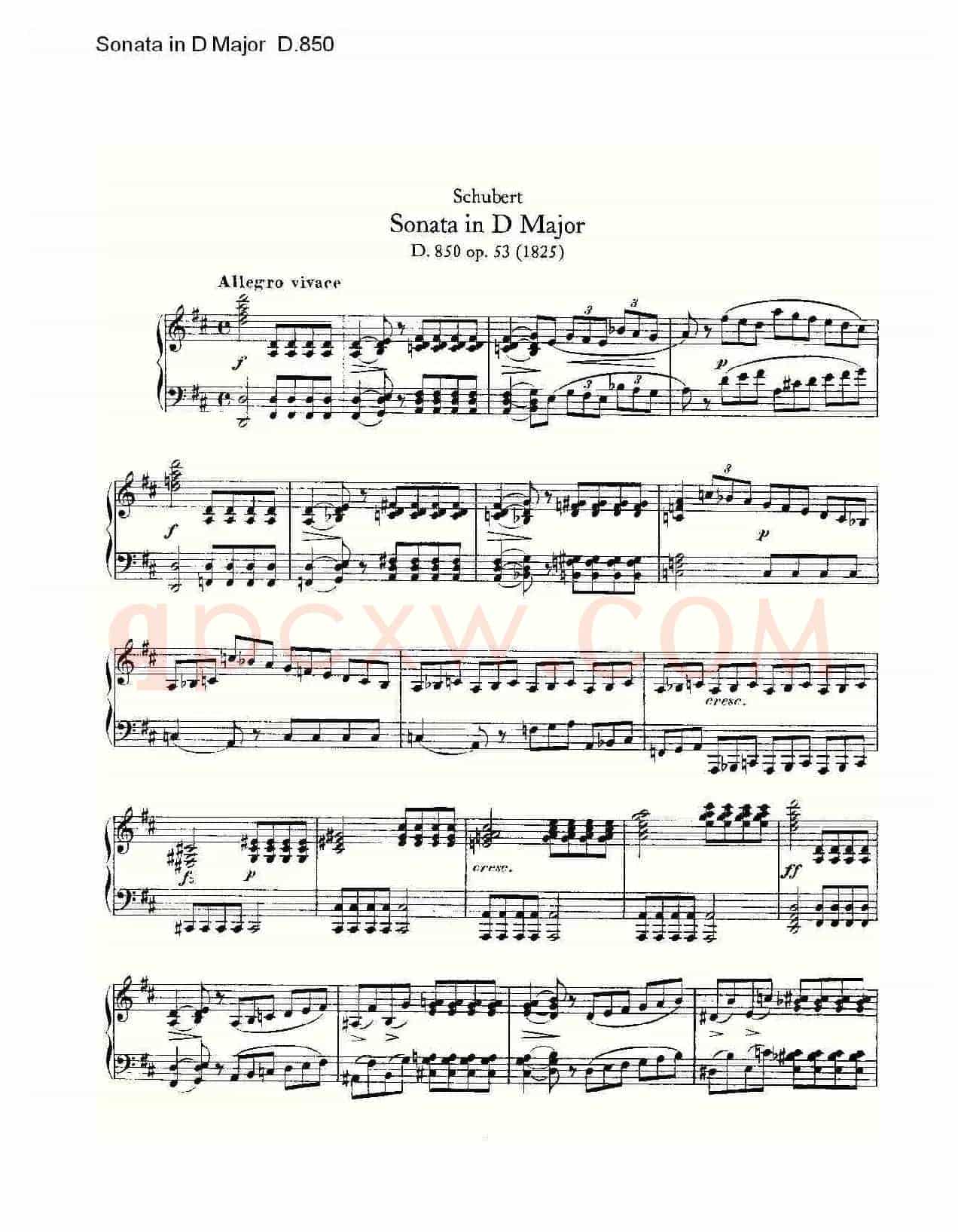 Sonata in D Major D.850（D大调奏鸣曲 D.850）