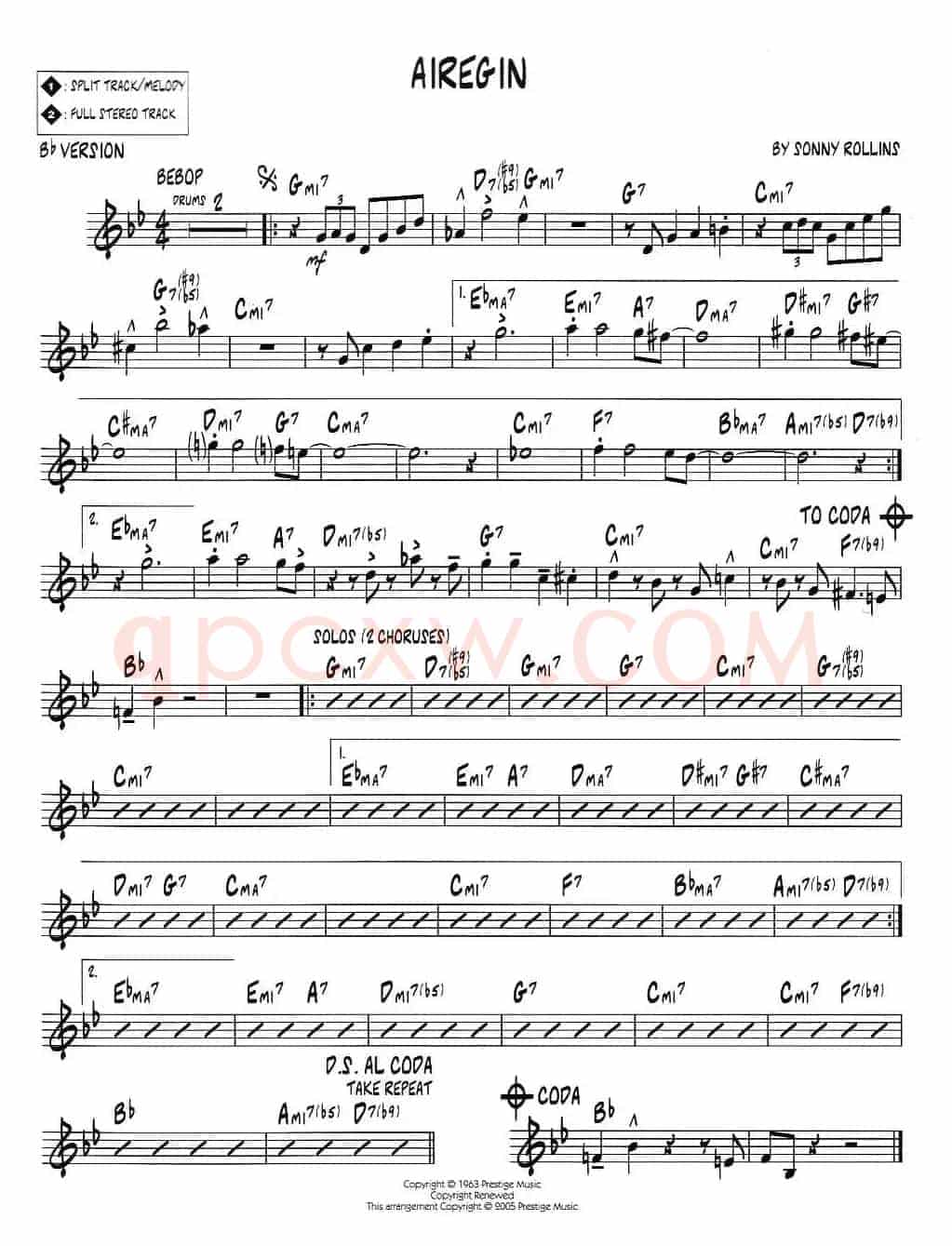 AIREGIN（jazz系列萨克斯谱）