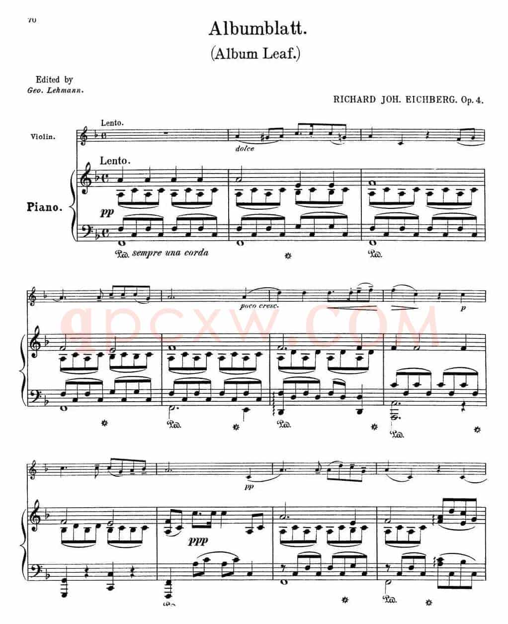 25首小提琴曲合集:Albumblatt.(Album Leaf.)(RICHARD JOH.EICHBERG. Op.4)(小提琴+钢琴伴奏)