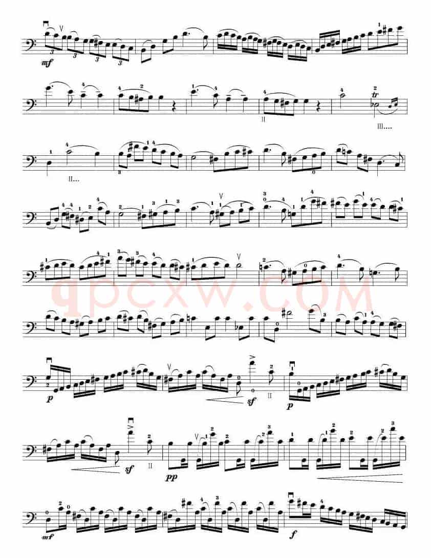 大调奏鸣曲（大提琴谱）