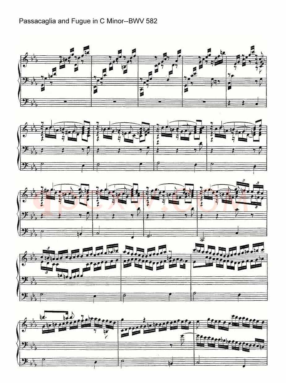Passacaglia and Fugue in C Minor--BWV 582(管风琴谱)
