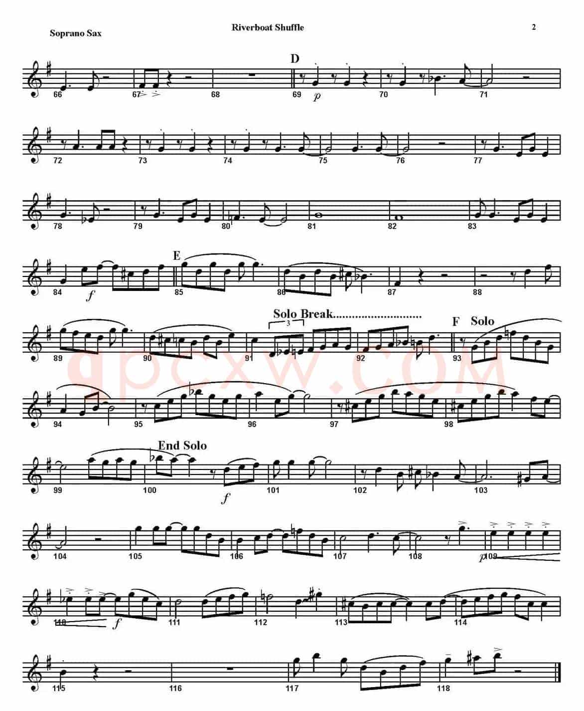 RIVERBOAT SHUFFLE（四重奏·高音萨克斯分谱）