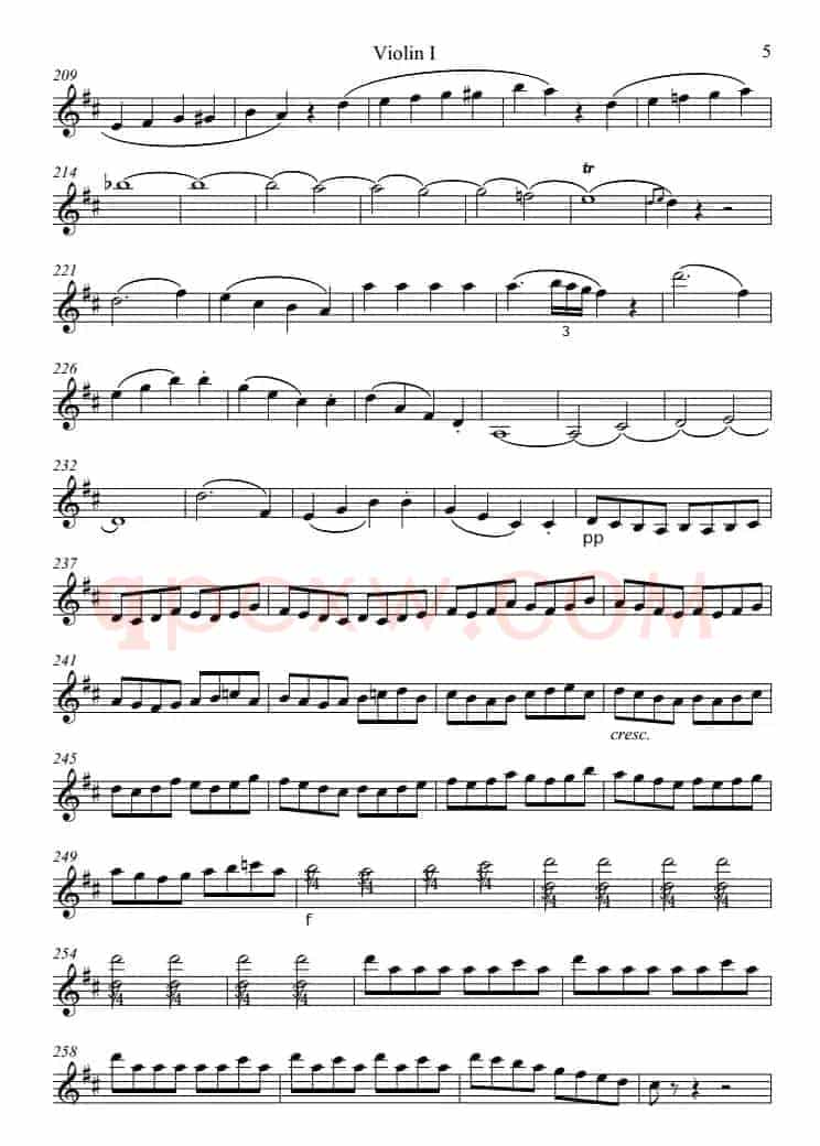 Overture from the Marriage of Figaro 费加罗的婚礼（Violin Ⅰ分谱）