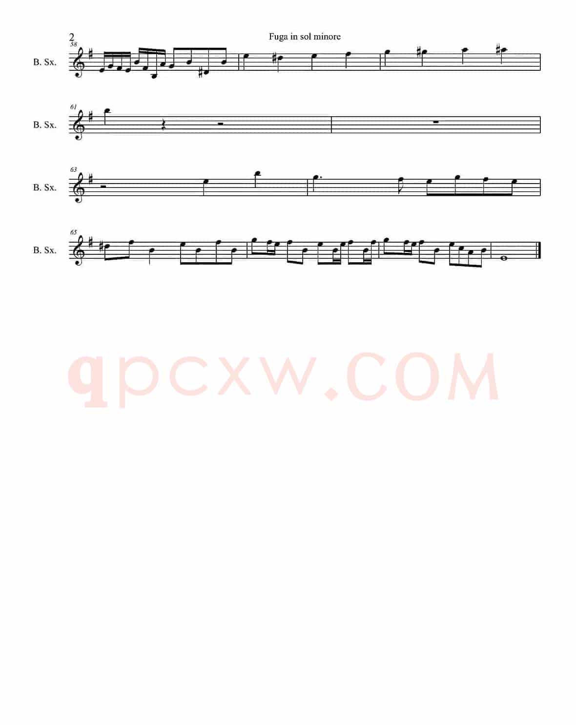 Fuga in sol minore（四重奏之上低音萨克斯分谱）