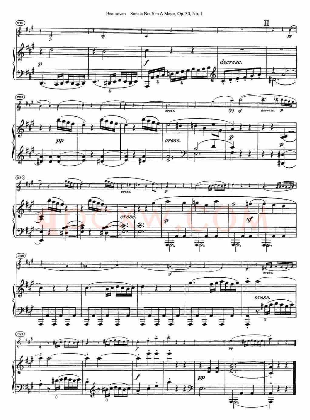 Violin Sonata No.6 in A Major Op.30 No.1（小提琴+钢琴伴奏）