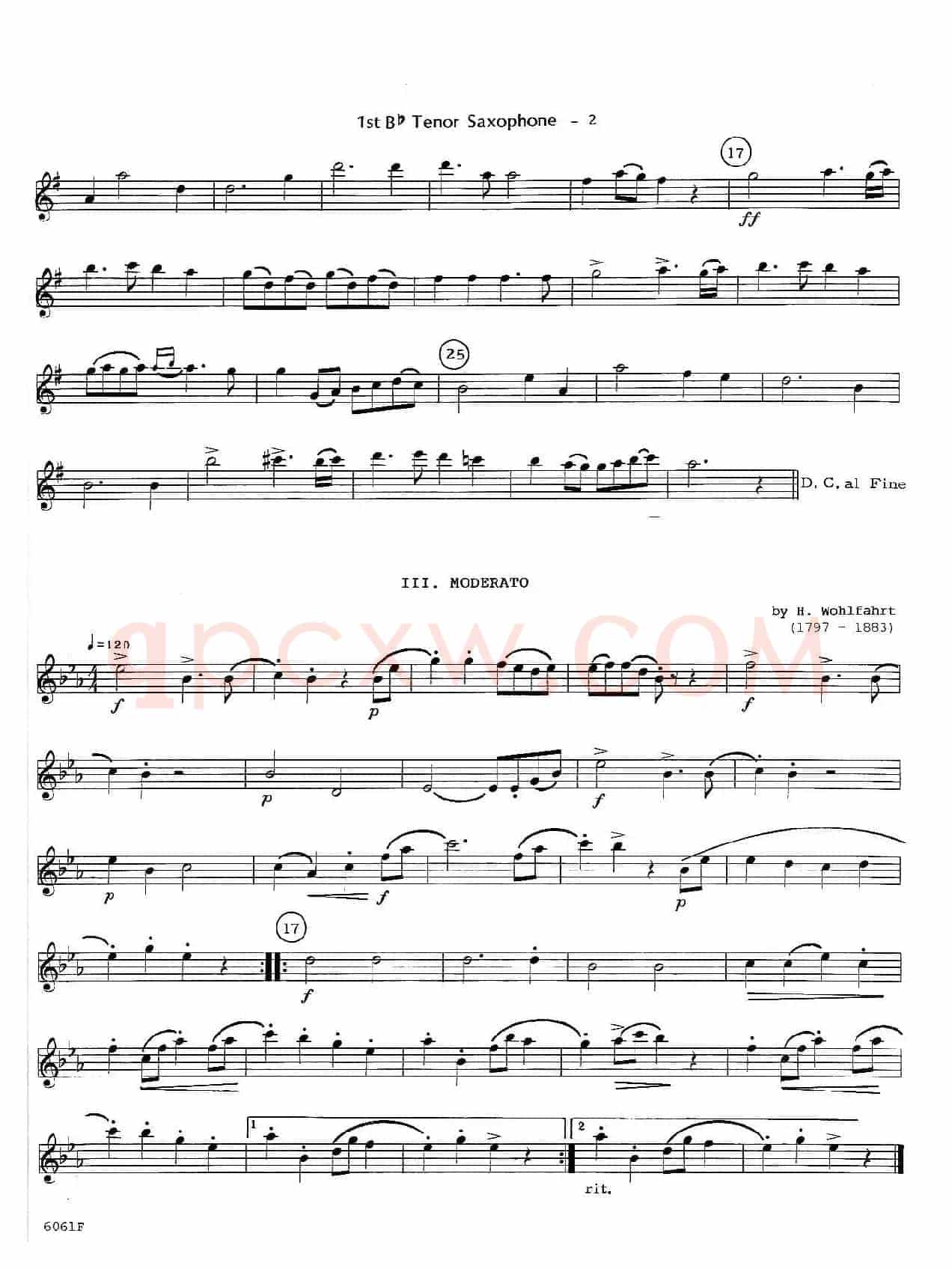 six for three（次中音三重奏第一萨克斯分谱）