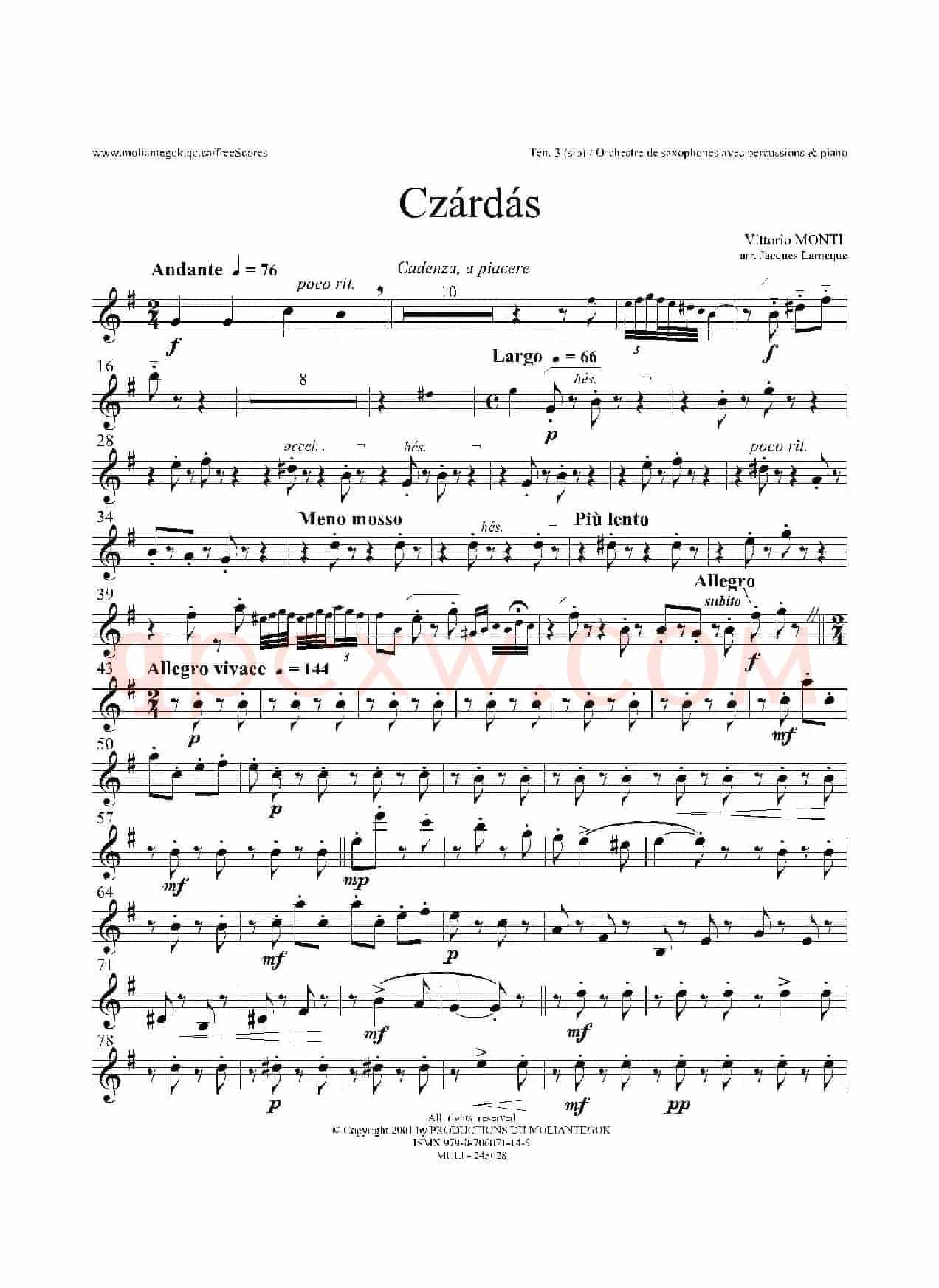 Czardas 查尔达斯（15重奏）（3支次中音萨克斯）