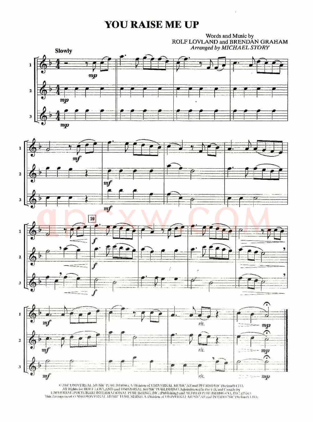 You Raise Me Up （三重奏）