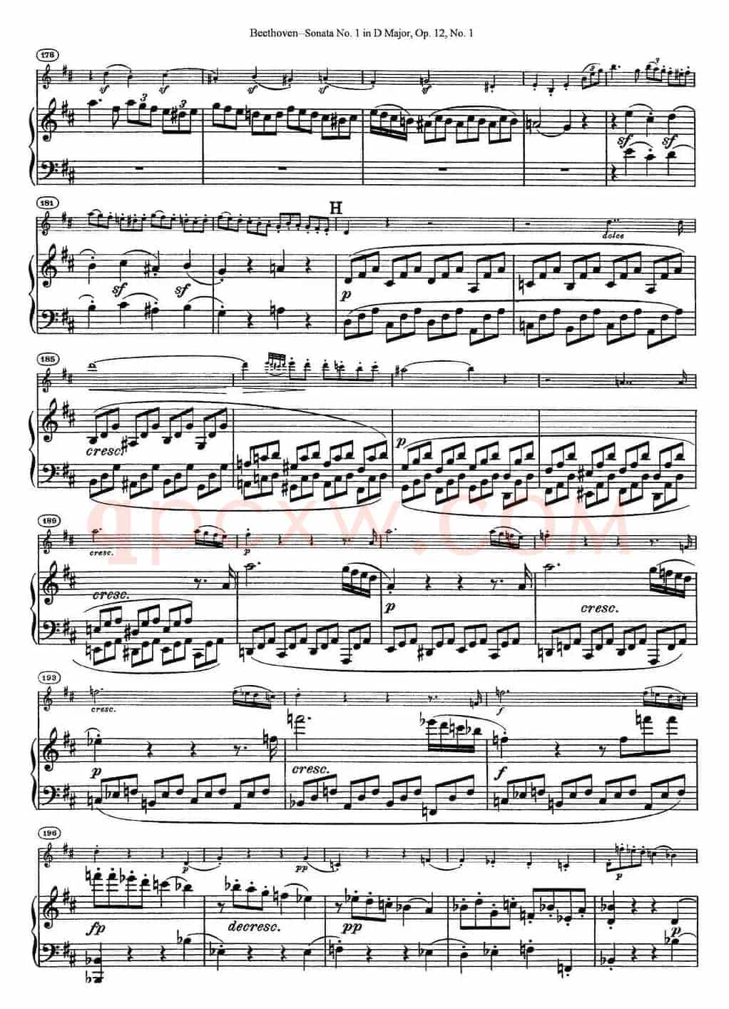 Violin Sonata No.1 in D Major Op.12 No.1（小提琴+钢琴伴奏）
