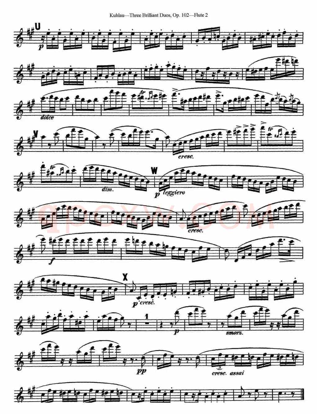 库劳长笛二重奏练习三段OP.102——Flute 2（NO.3）