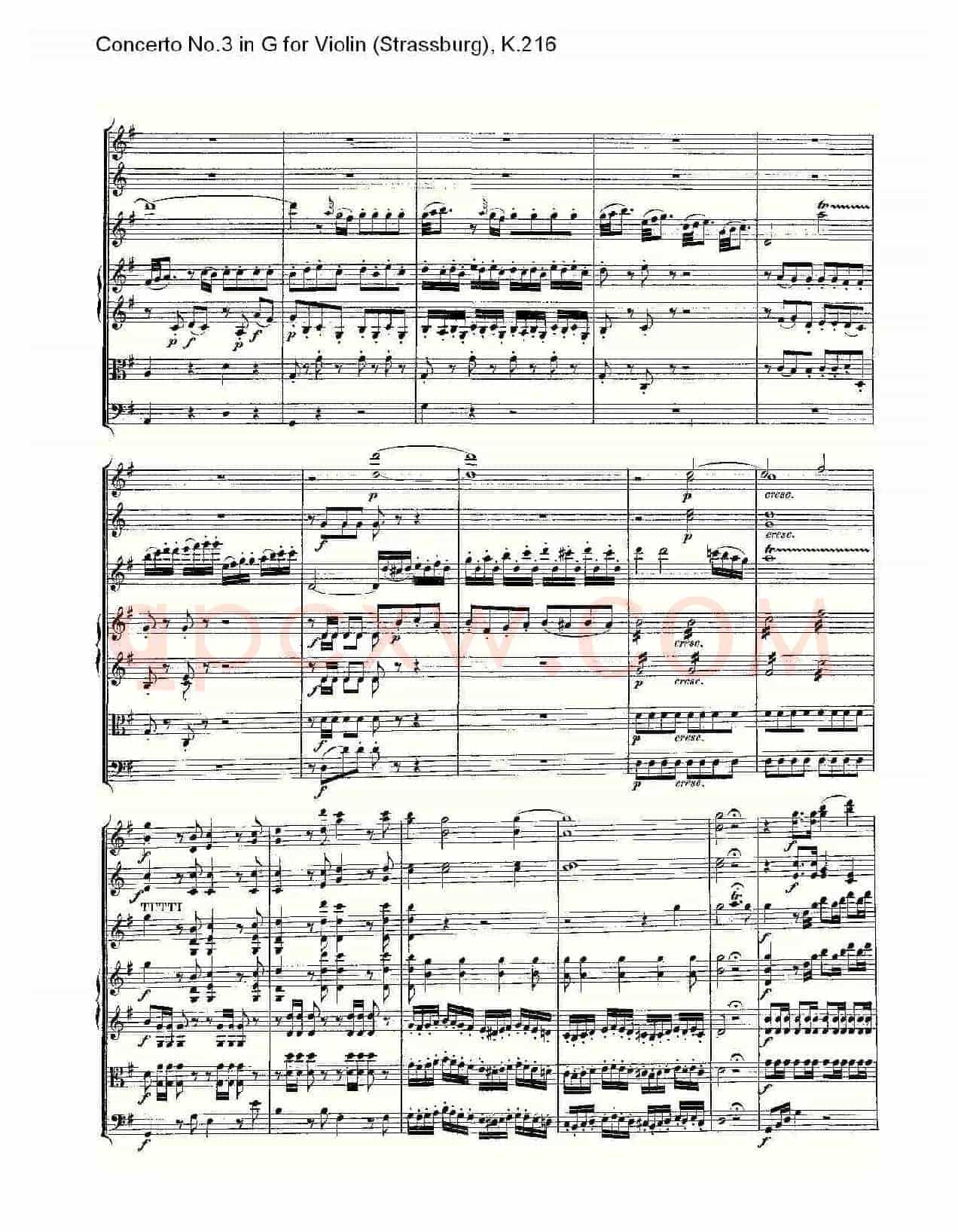 Concerto No.3 in G for Violin K.216(G调小提琴第三协奏曲, K)