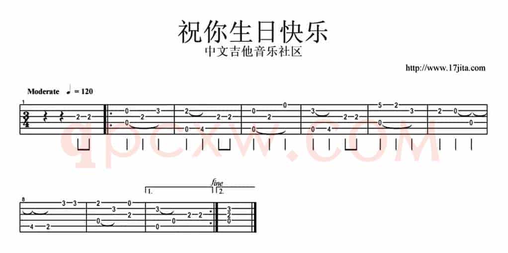 祝你生日快乐（简单版、指弹谱）