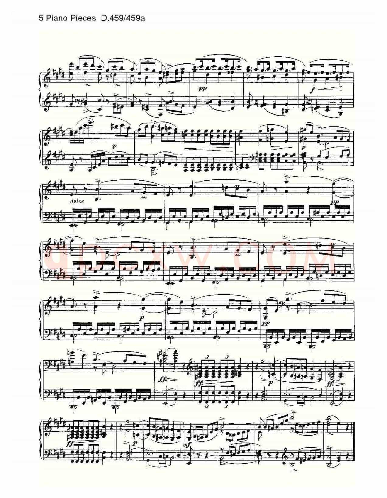 5 Piano Pieces D.459/459a（钢琴五联奏D.459/459a）