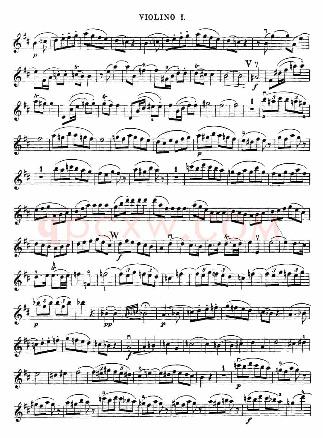 Mozart《Quartet No.20 in D Major,K.499》（Violin 1分谱）