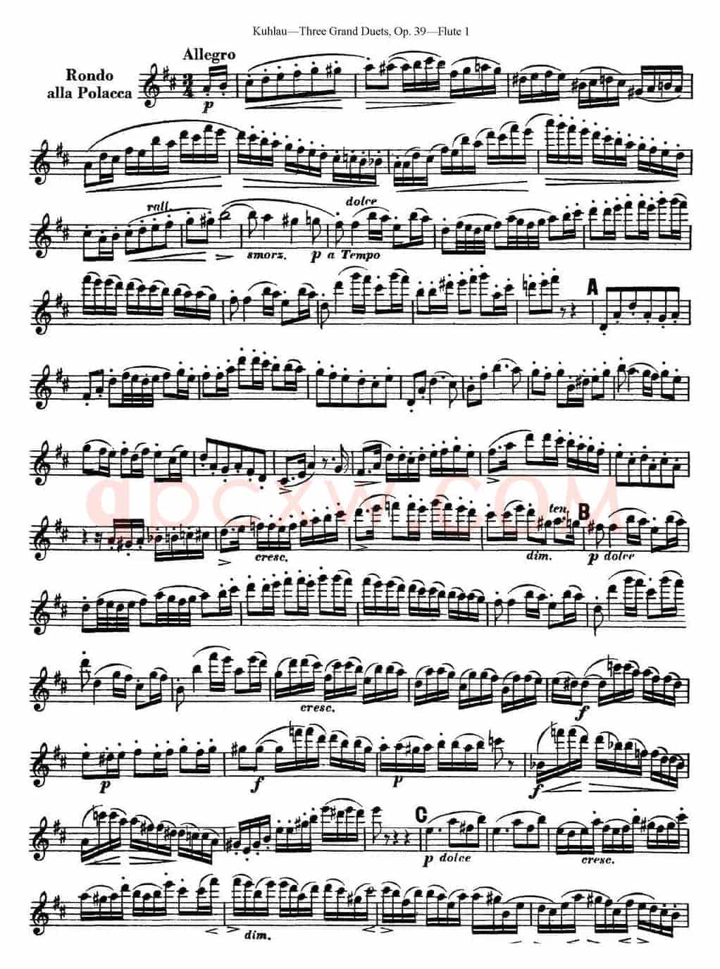 库劳长笛二重奏大练习曲Op.39——Flute 1（No.3）