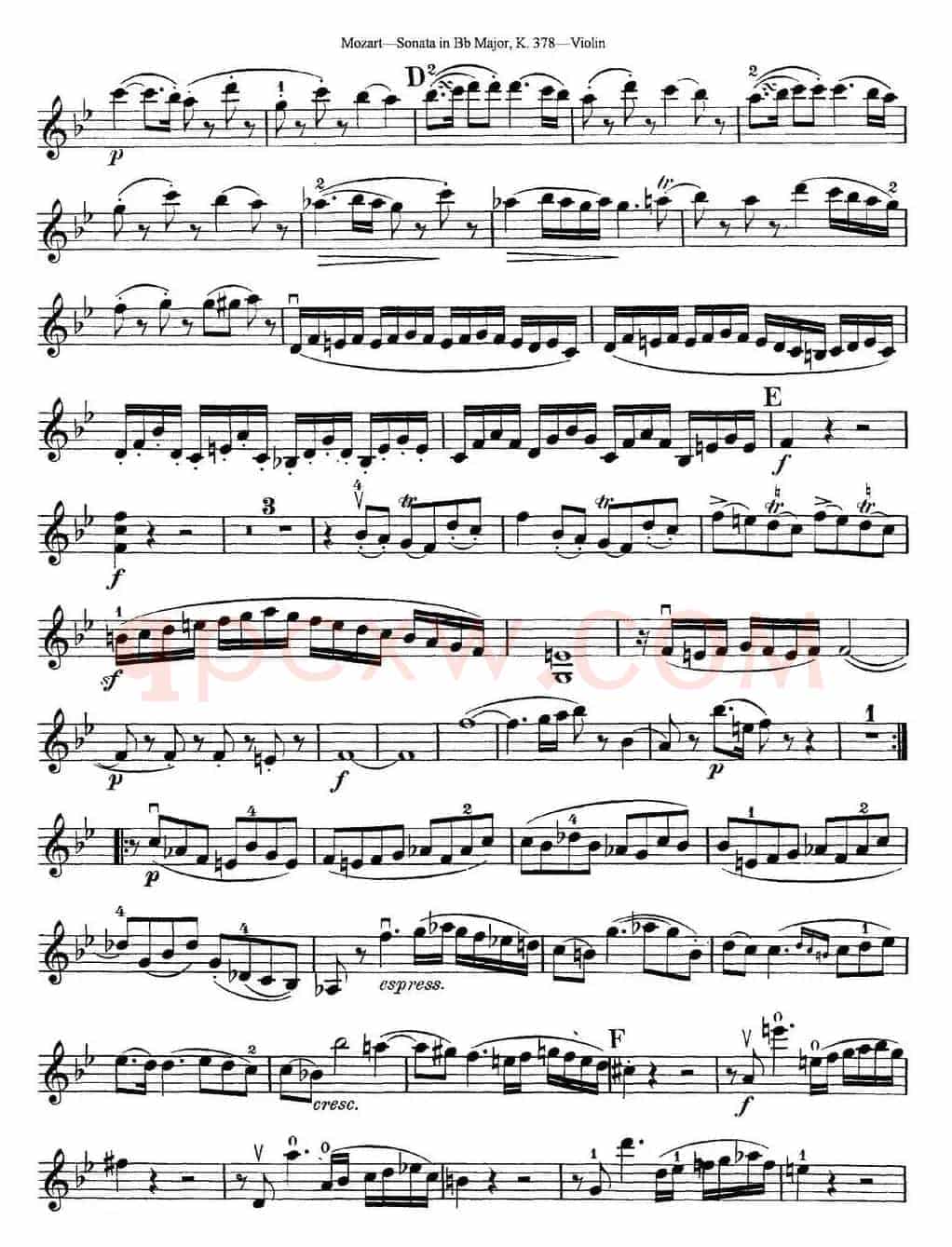 Violin Sonata in Bb Major K.378