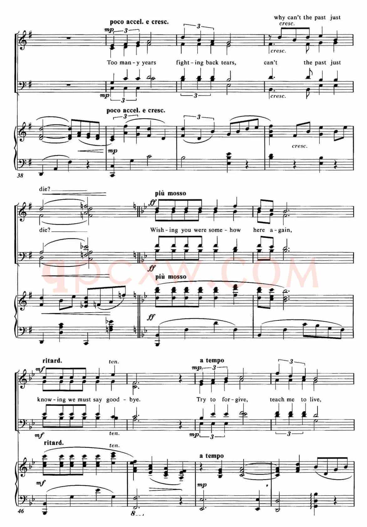 Choral Suite from The Phantom of the Opera(2 WISHING YOU WERE SOMEHOW HERE AGAIN、四重奏)