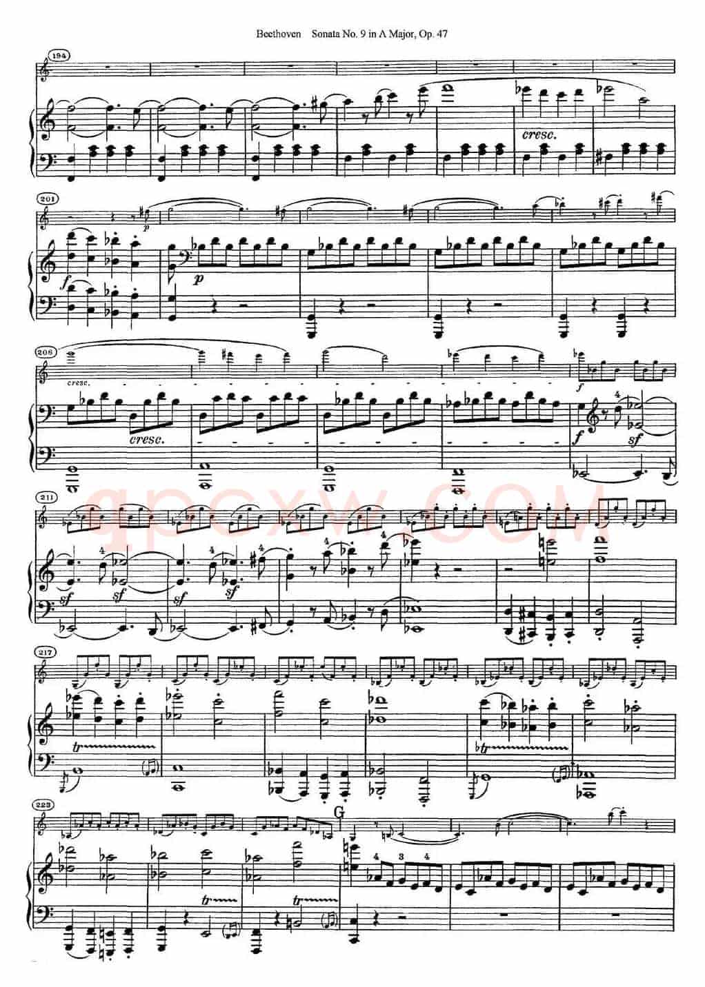 Violin Sonata No.9 in A Major Op.47（小提琴+钢琴伴奏）