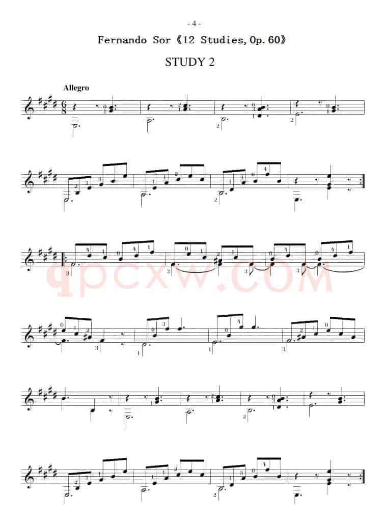 Fernando Sor《12 Studies,Op.60》（STUDY 2）