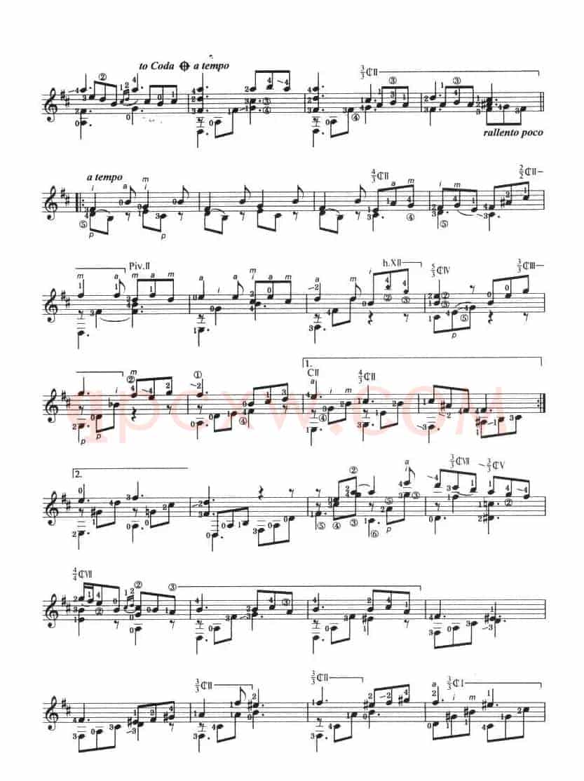古典吉他考级八级外国乐曲B组（3、船歌）