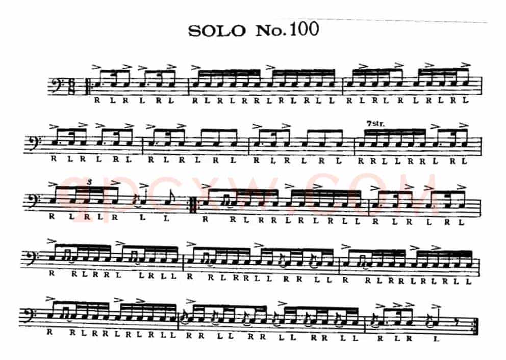 美国军鼓 SOLO No.96-100（爵士鼓谱）