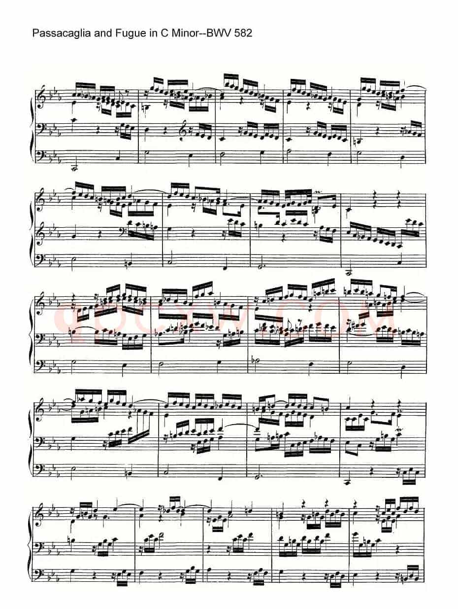 Passacaglia and Fugue in C Minor--BWV 582(管风琴谱)
