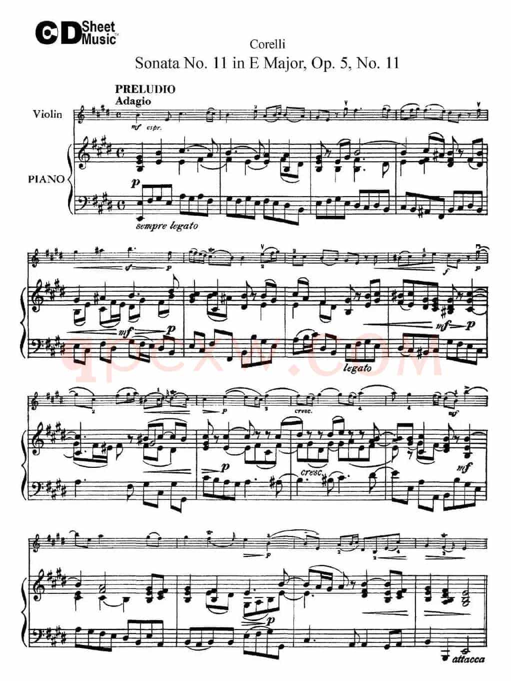 Sonata No.11 in E Major Op.5 No.11（小提琴+钢琴伴奏）