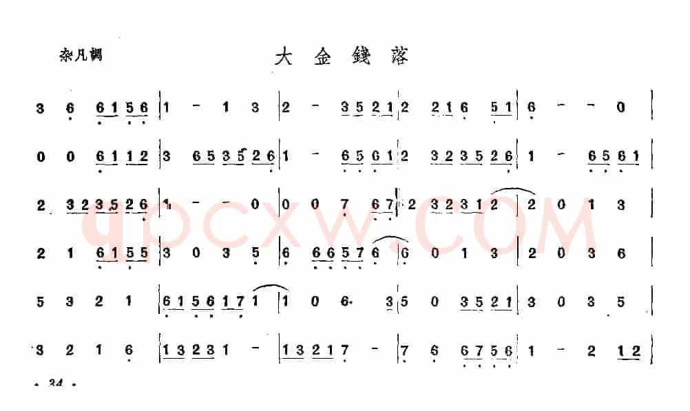 大金钱落（唢呐谱）