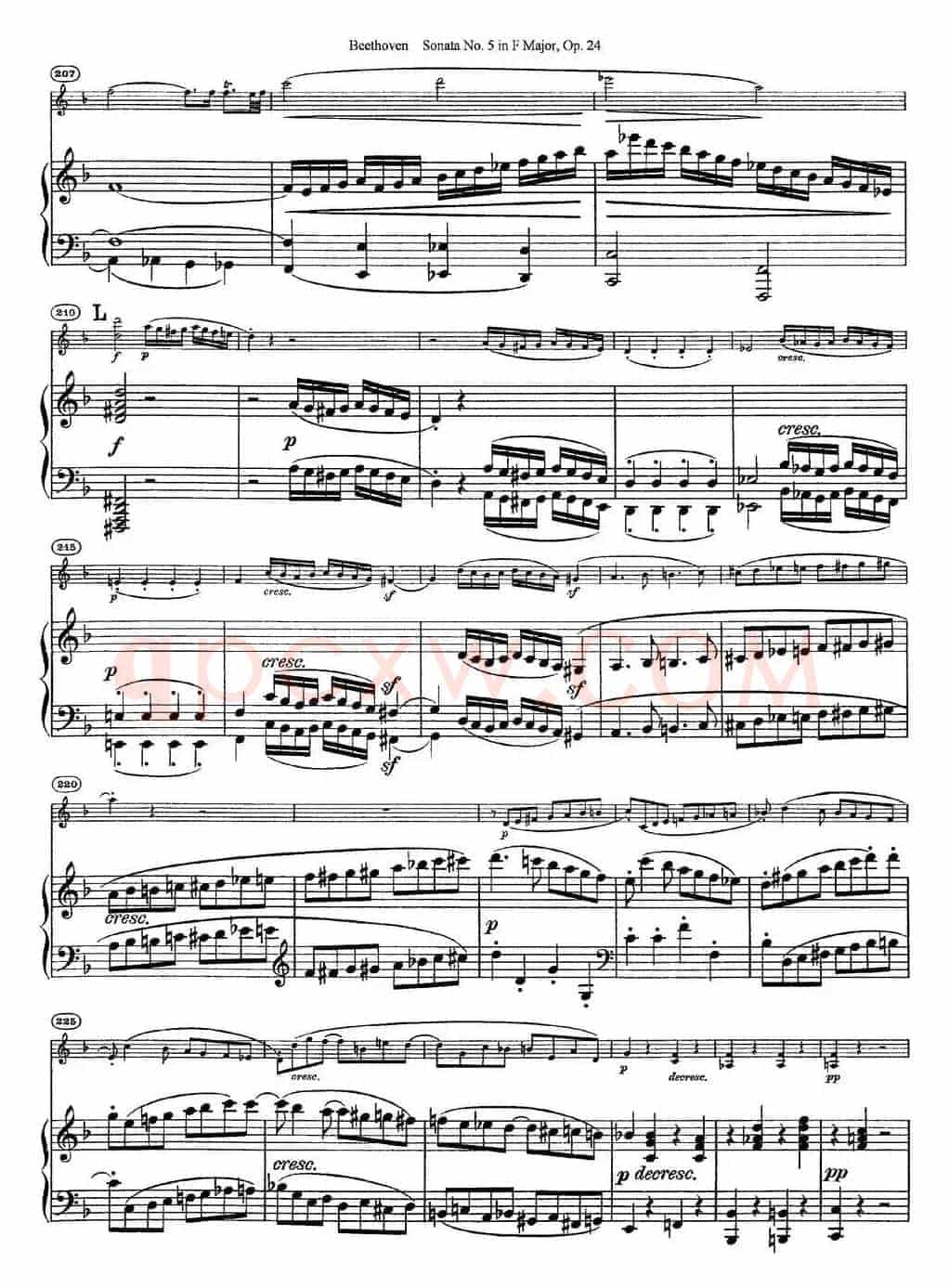 Violin Sonata No.5 in F Major Op.24（小提琴+钢琴伴奏）