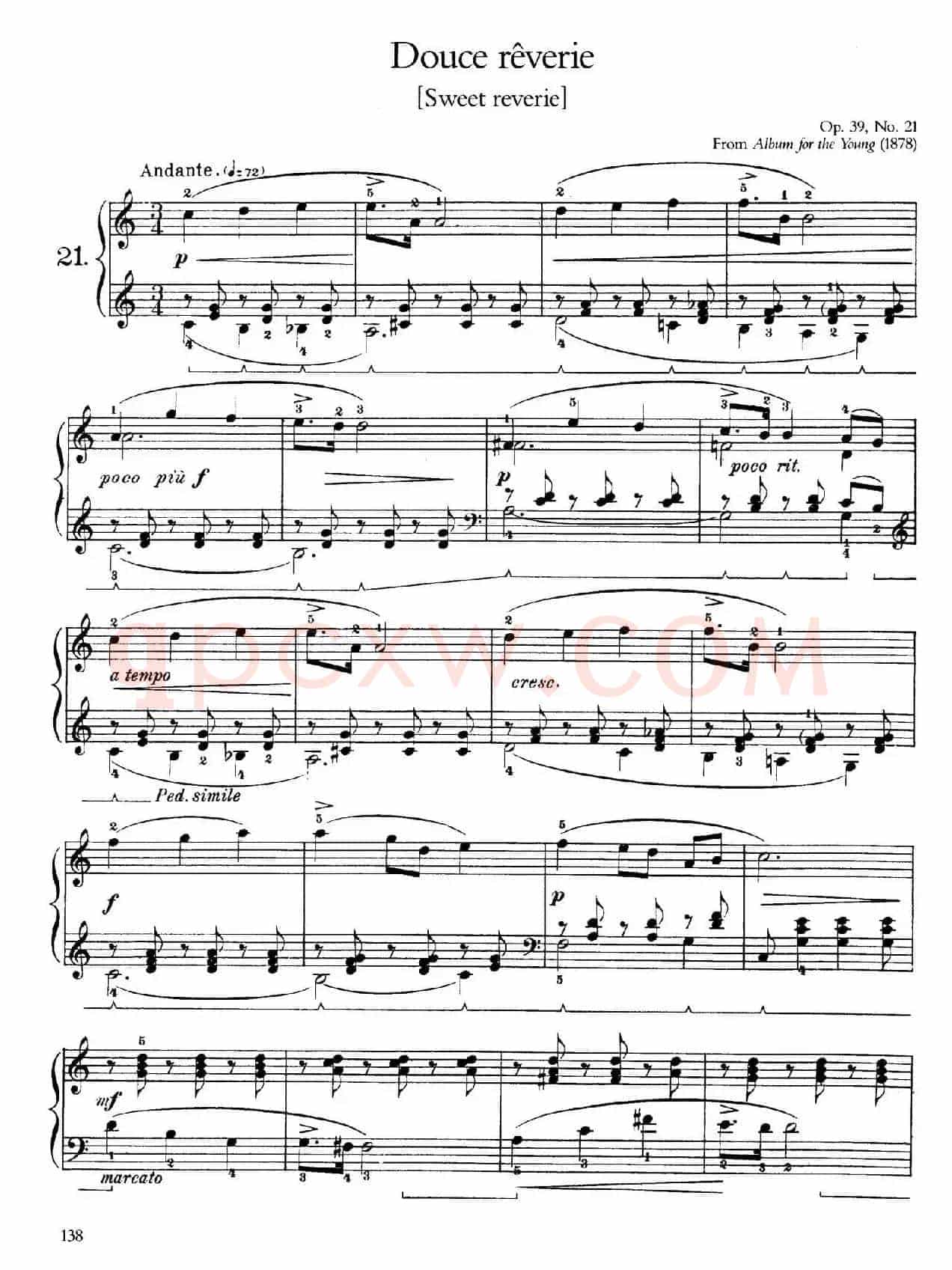 Album for the Young Op.39(儿童钢琴曲集)(21. 甜蜜的梦 Sweet Reverie)