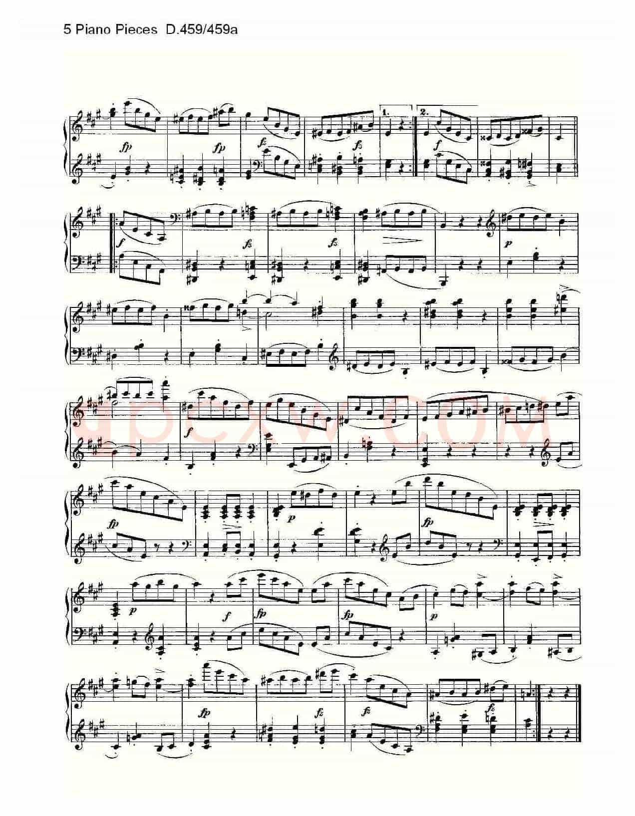 5 Piano Pieces D.459/459a（钢琴五联奏D.459/459a）