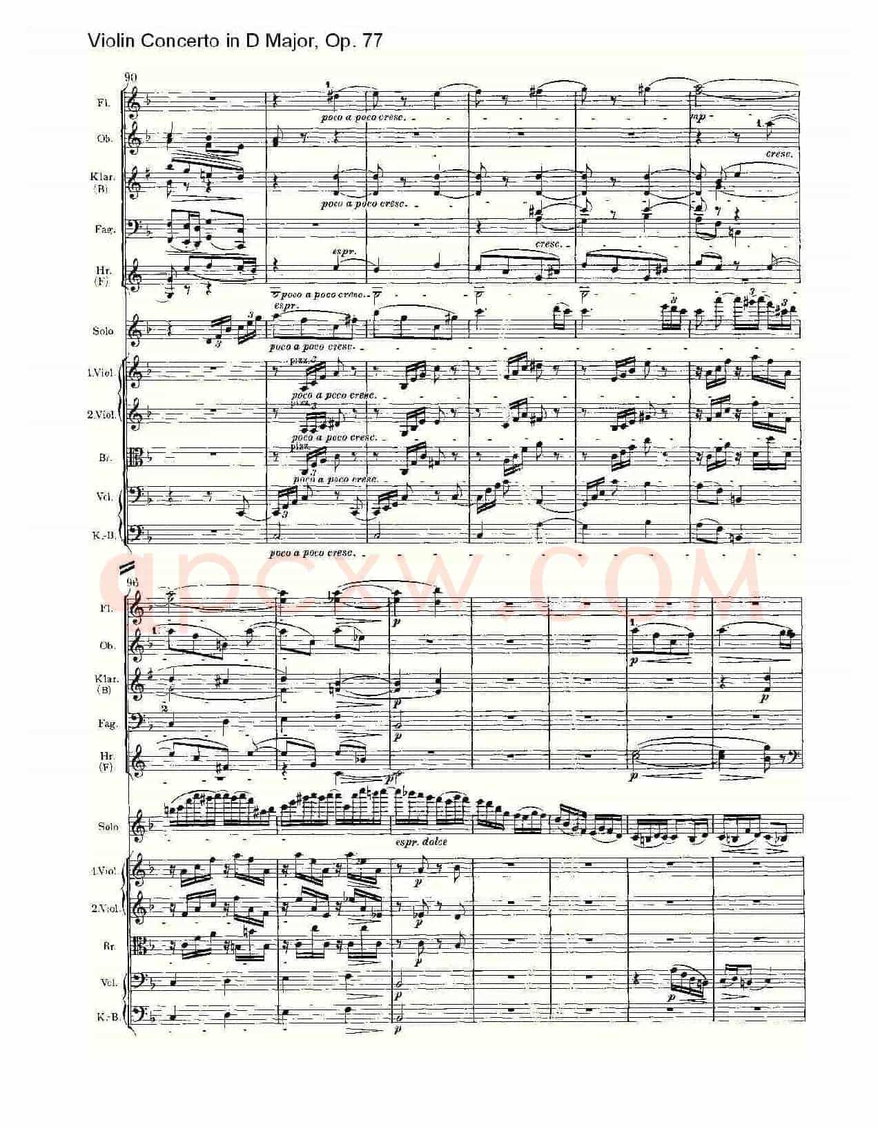 D大调小提琴协奏曲, Op.77第二乐章