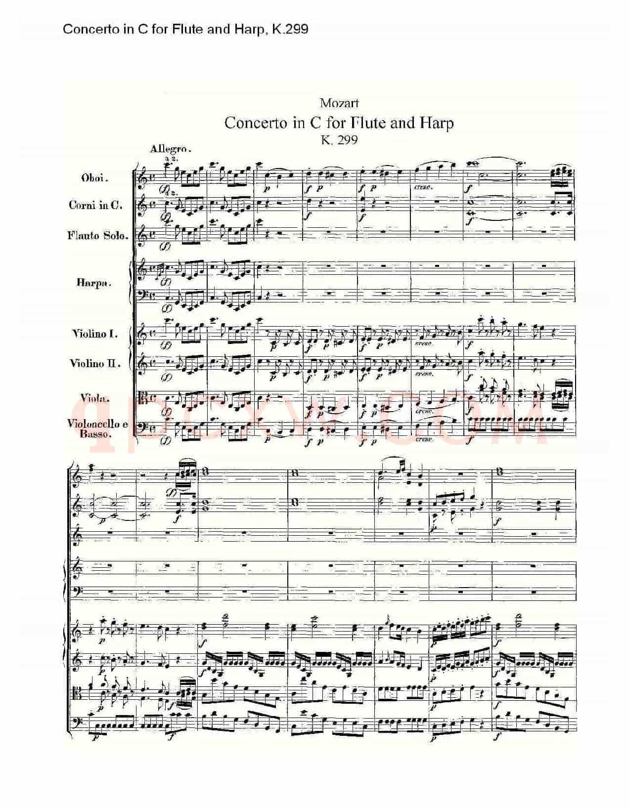 C调长笛与竖琴协奏曲, K.299（一）