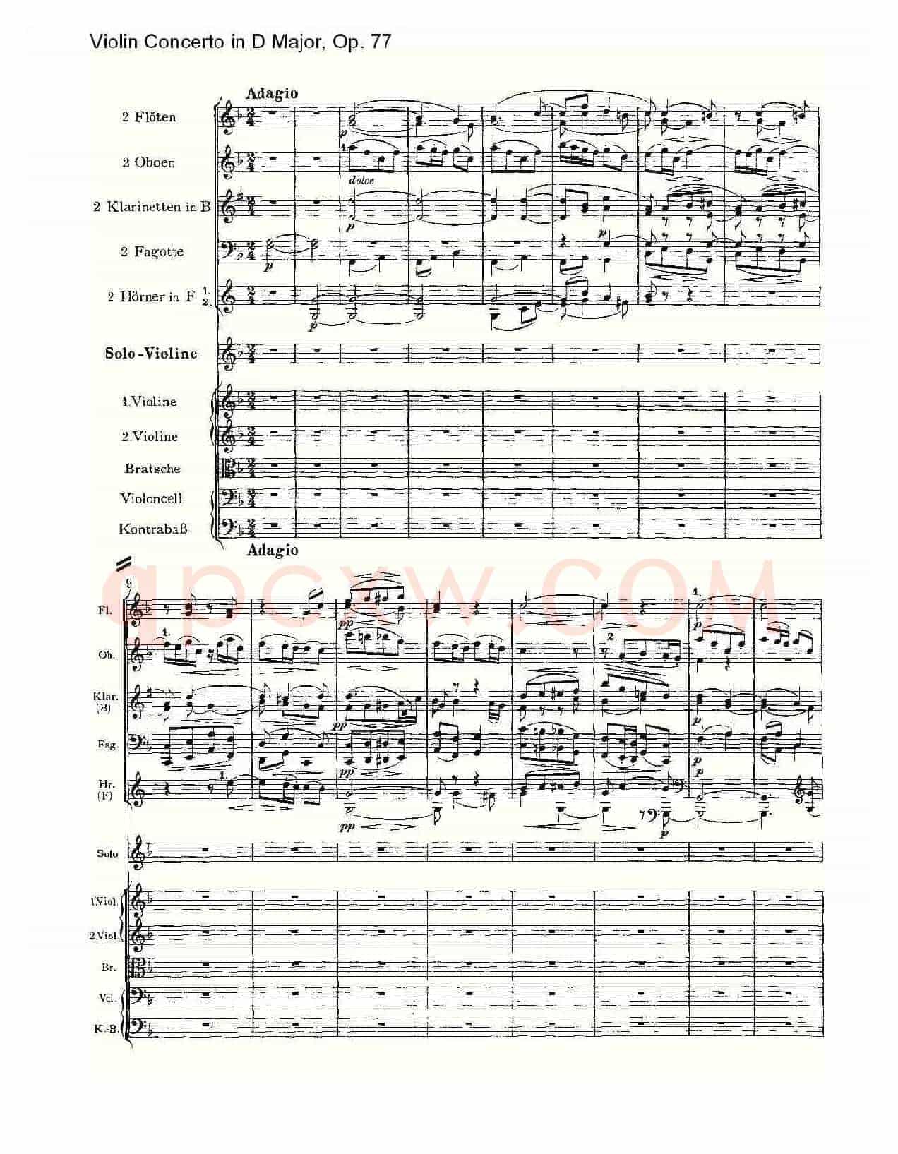 D大调小提琴协奏曲, Op.77第二乐章