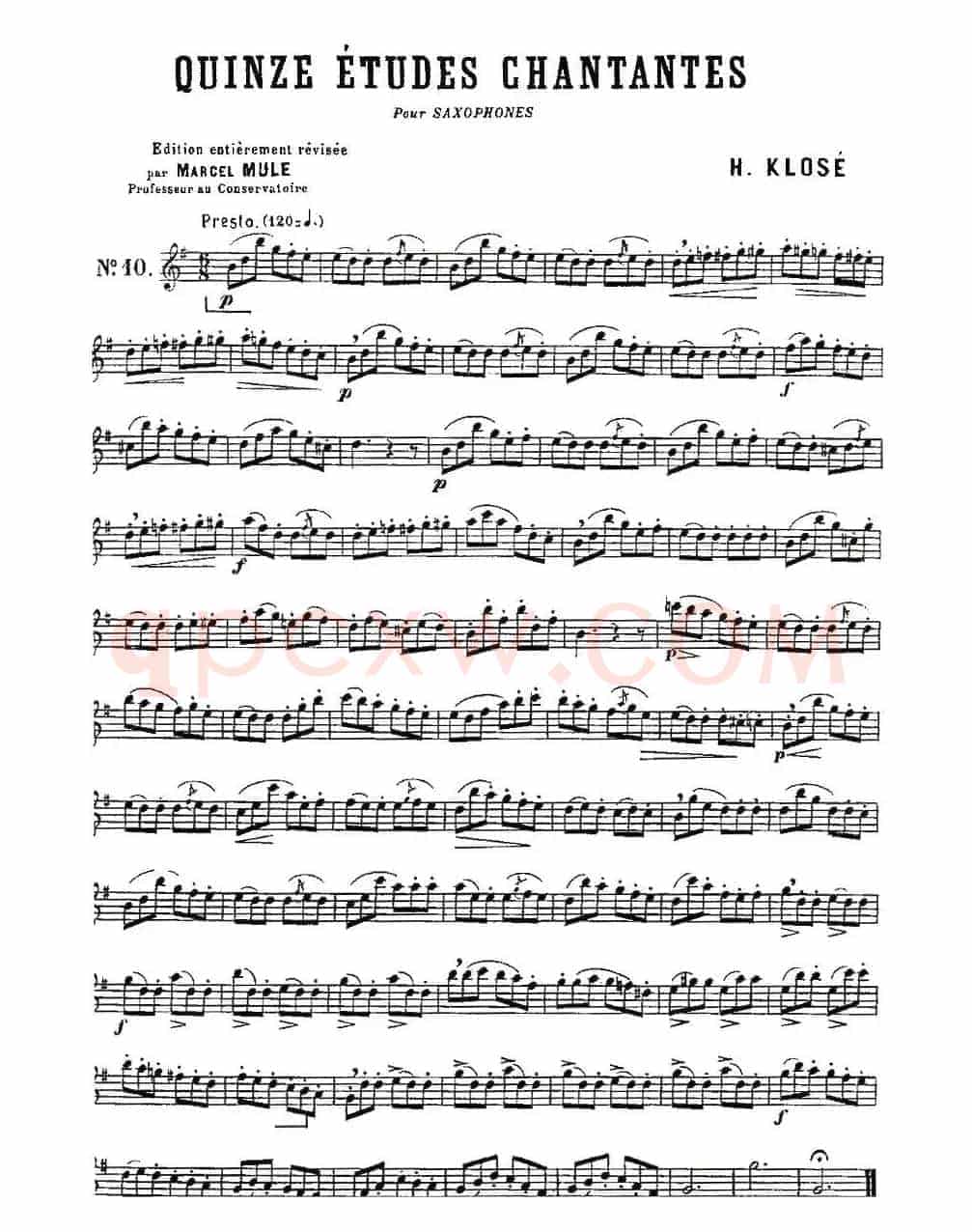 Klose Etudes Chantantes Pour Saxophone（练习曲之十）