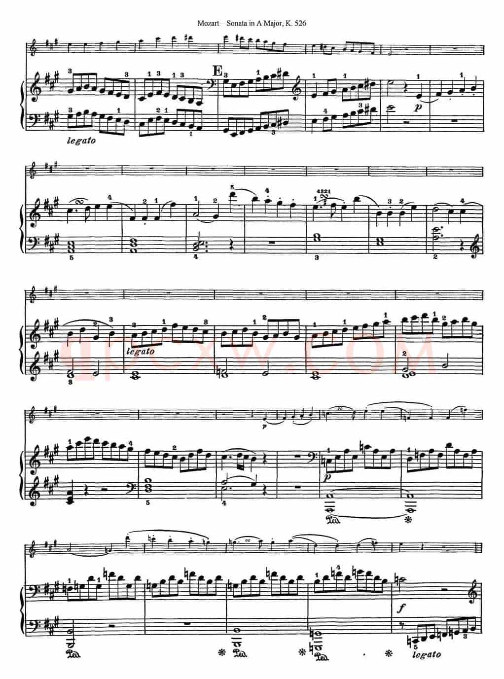 Violin Sonata in A Major K.526（小提琴+钢琴伴奏）