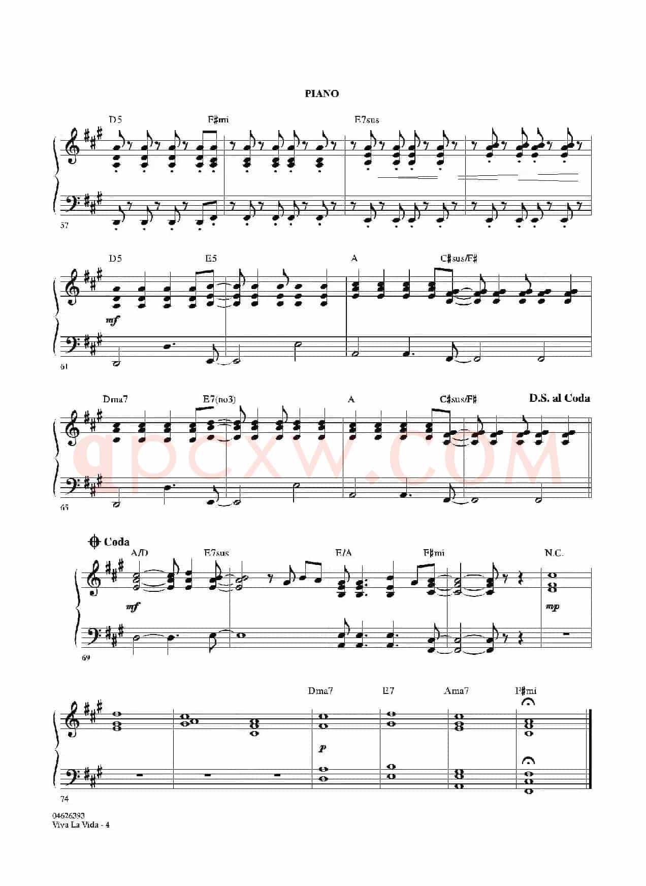 VIVA LA VIDA(钢琴分谱)