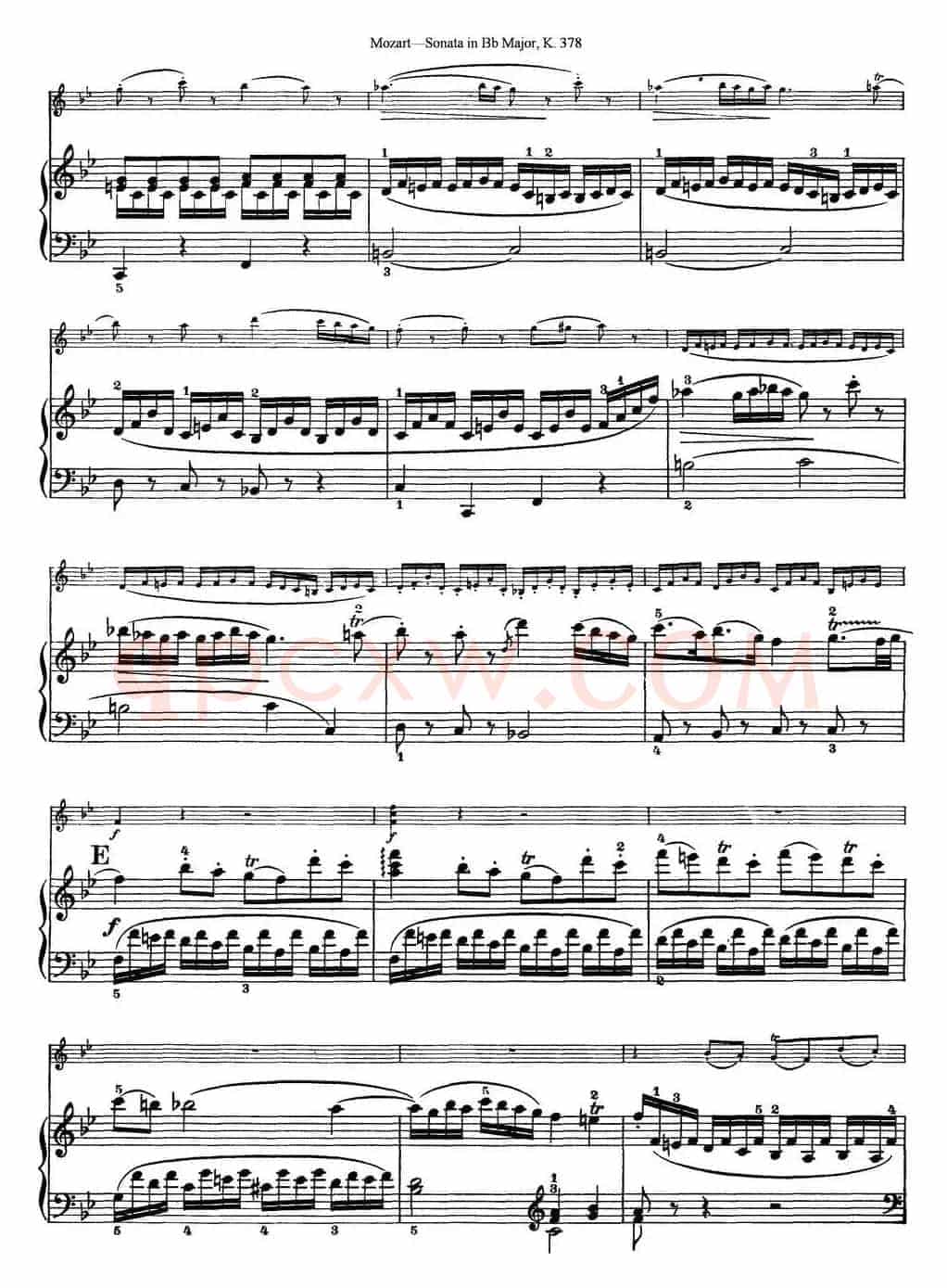 Violin Sonata in Bb Major K.378（小提琴+钢琴伴奏）