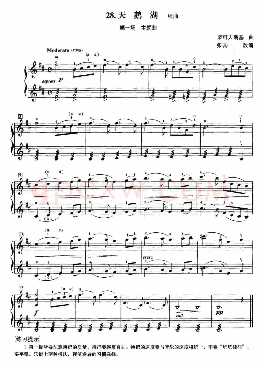 初级小提琴二重奏：《天鹅湖》组曲（第一场 主题曲）
