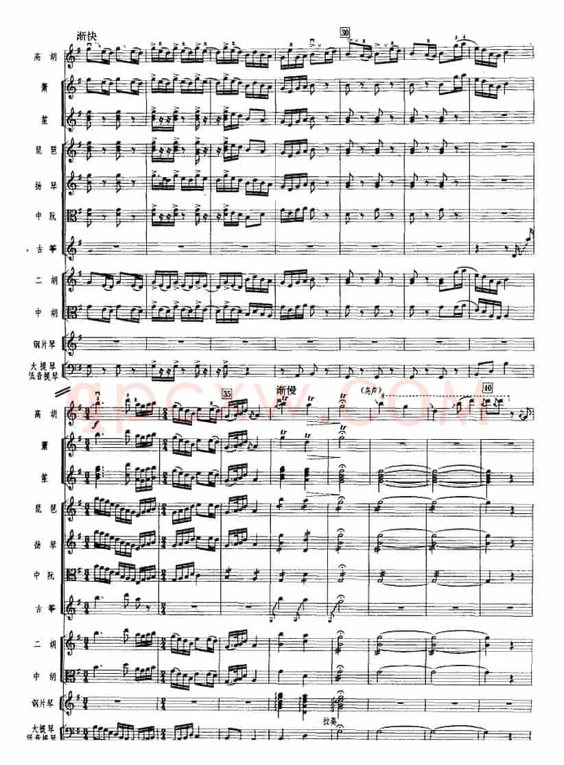 鸟投林（广东音乐、高胡+乐队伴奏、五线谱版）