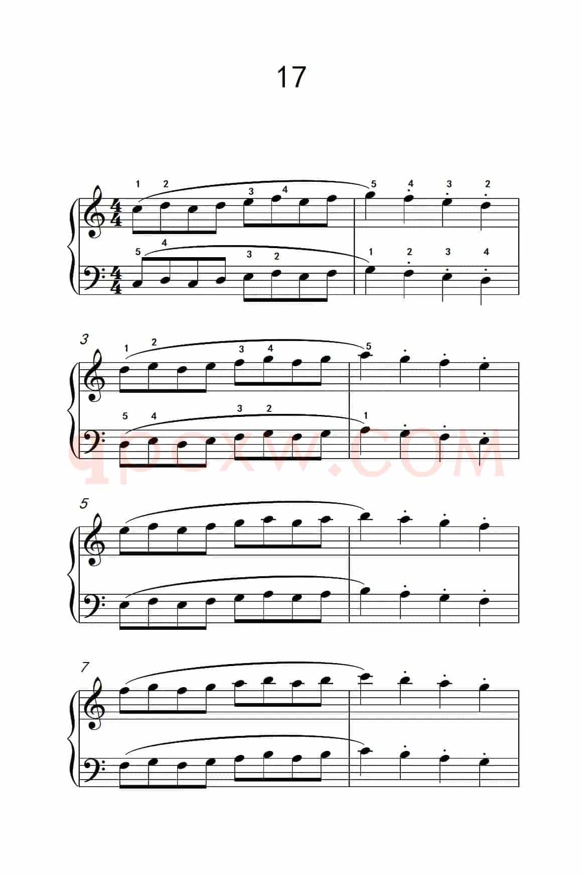 四.连音及跳音的混合练习17（儿童钢琴手指练习 1）