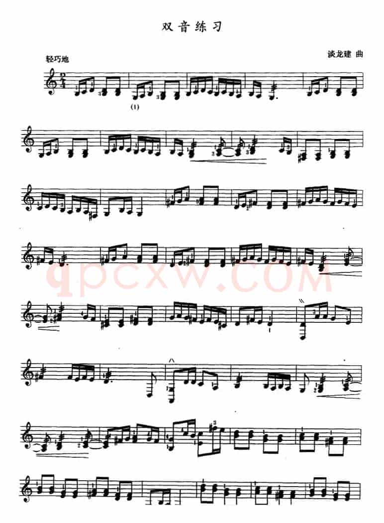 三弦双音练习曲（五线谱）