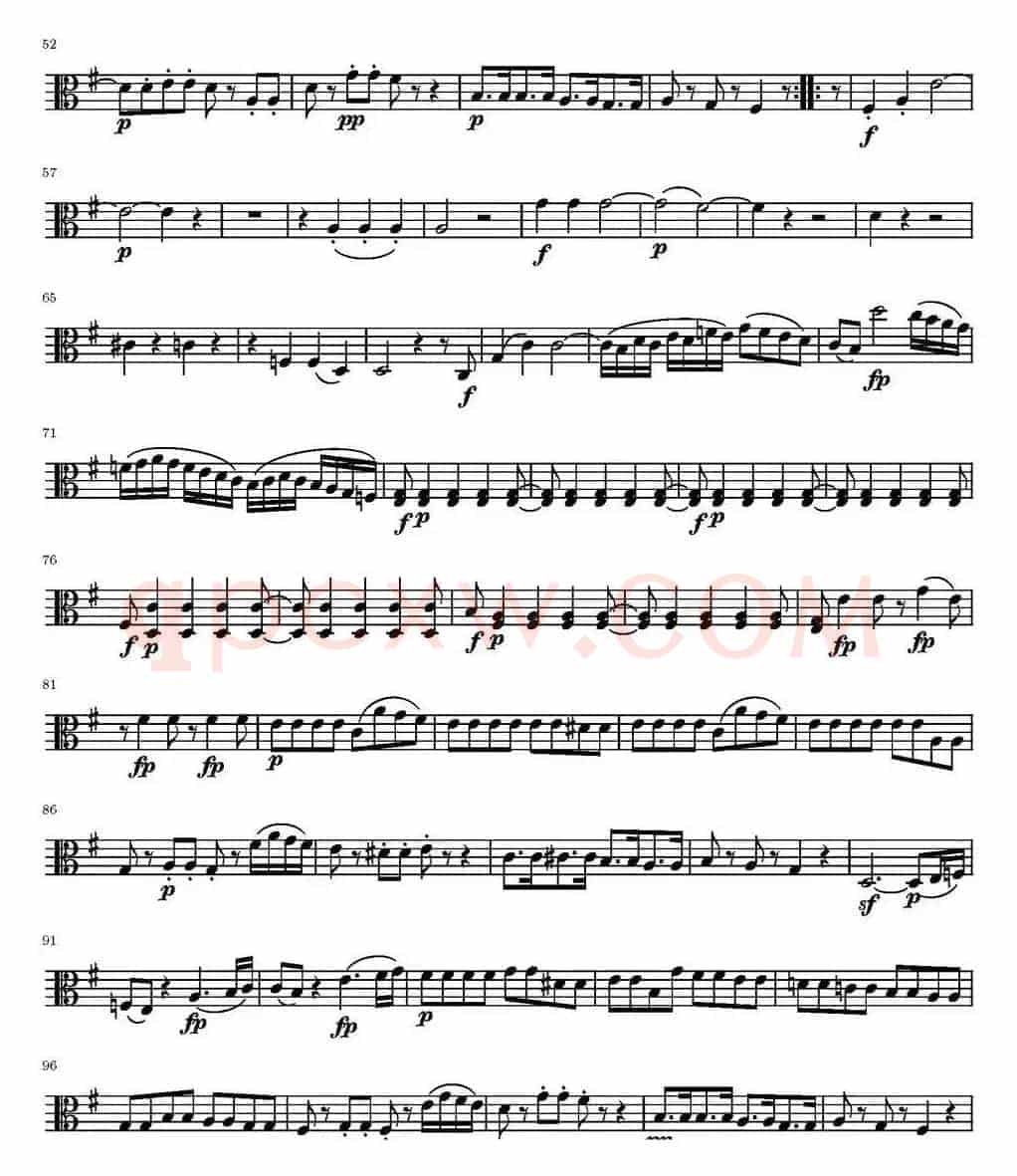 String Quartet KV.387（弦乐四重奏中提琴分谱）
