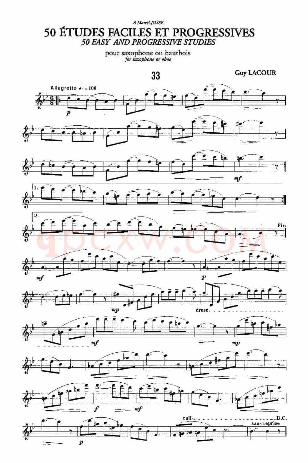 Guy Lacour 50 首萨克斯练习曲之33