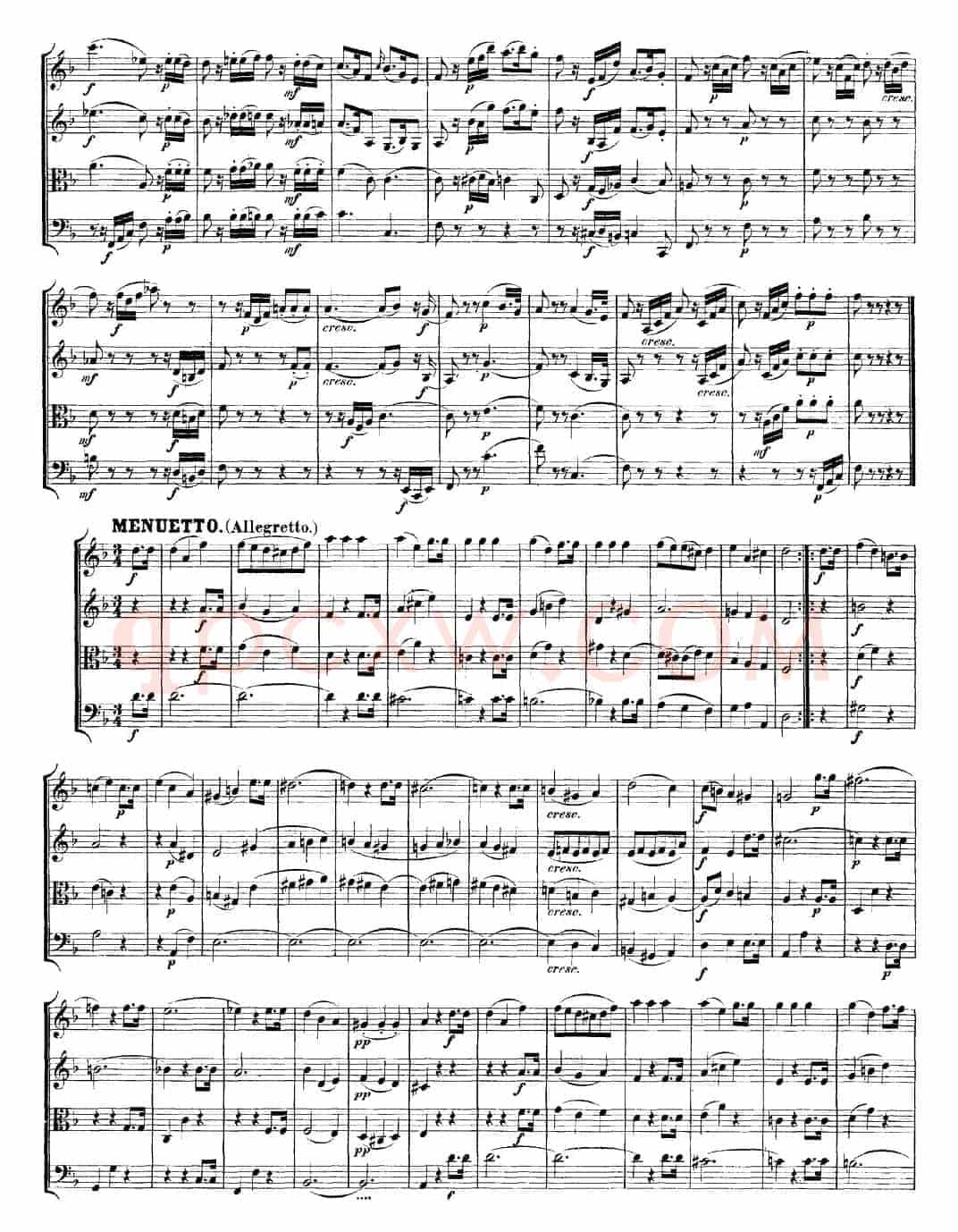 Mozart《Quartet No.15 in D Minor,K.421》（总谱）
