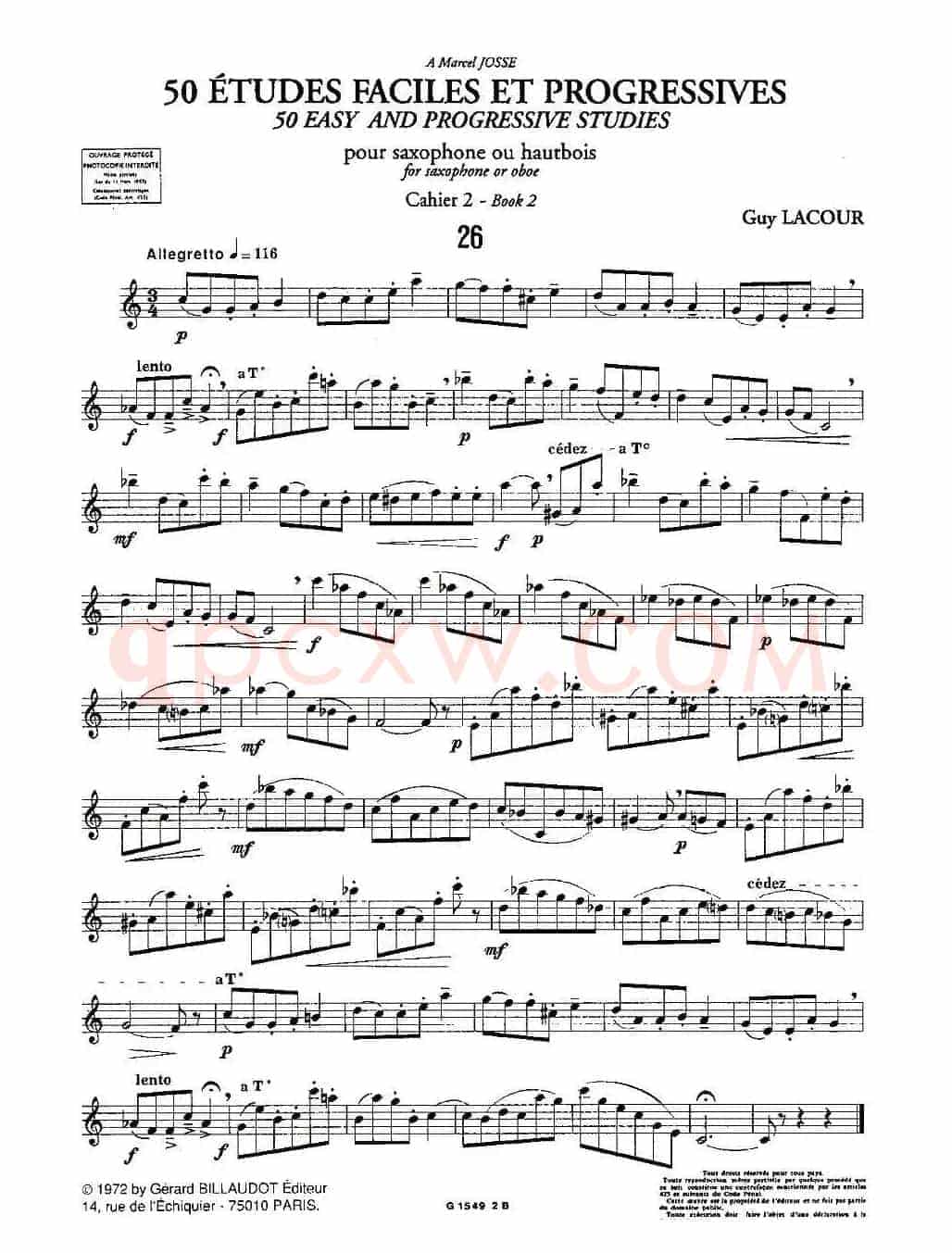 Guy Lacour 50 首萨克斯练习曲之26