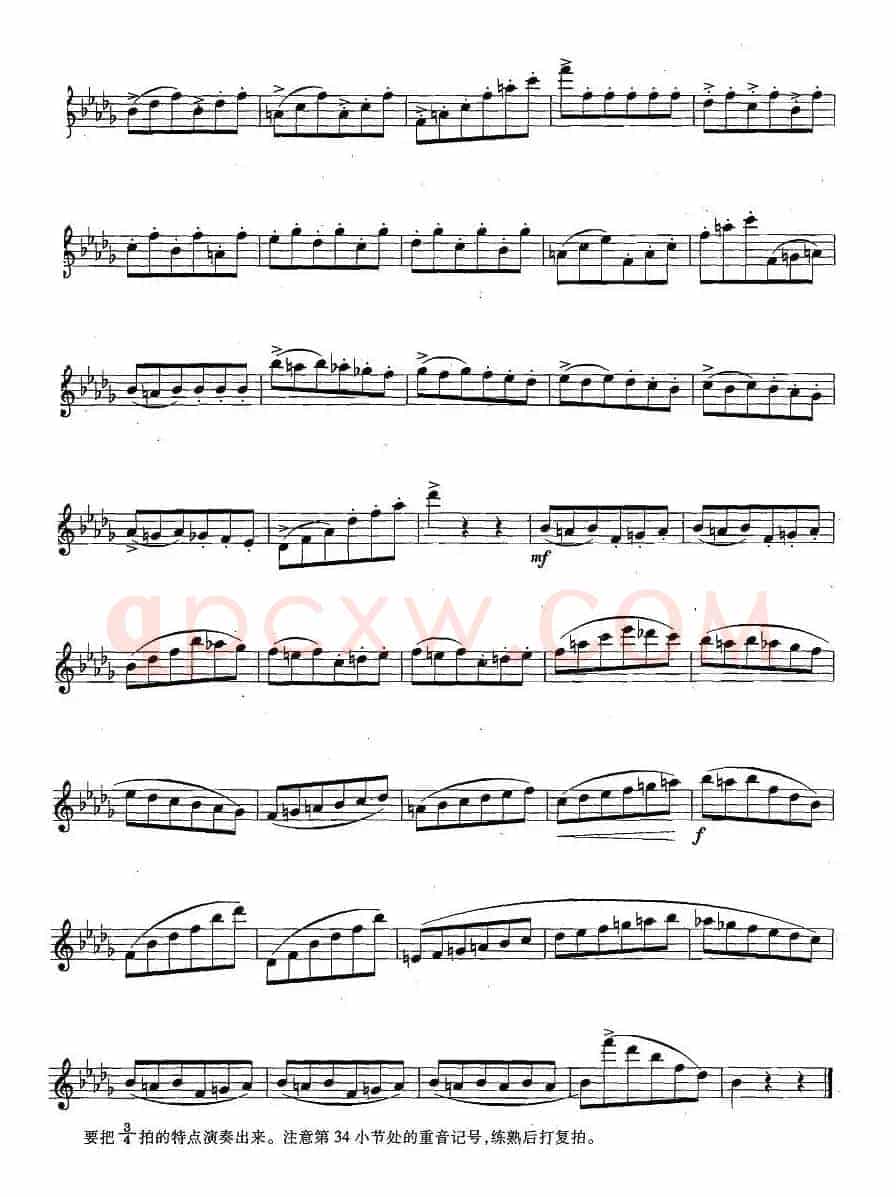 萨克斯练习曲合集（4—44）降B小调3/4拍练习