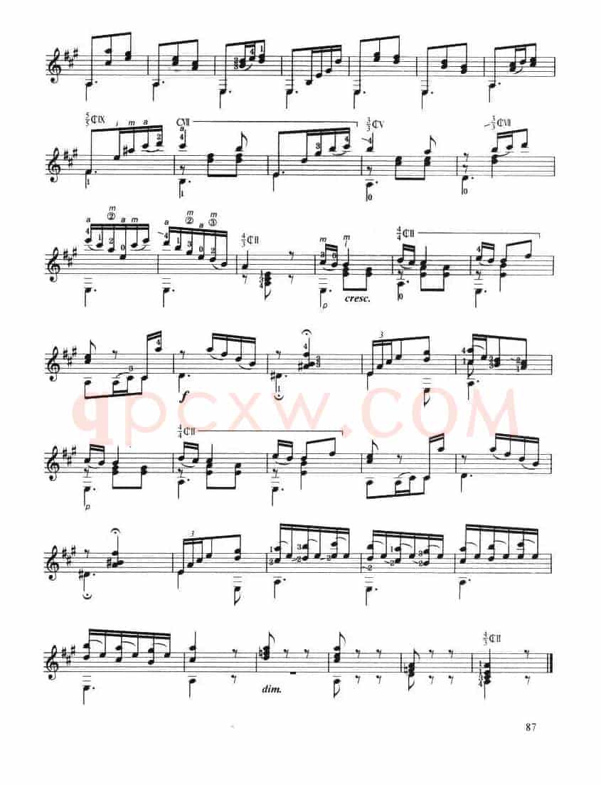 古典吉他考级六级外国乐曲B组（4首）