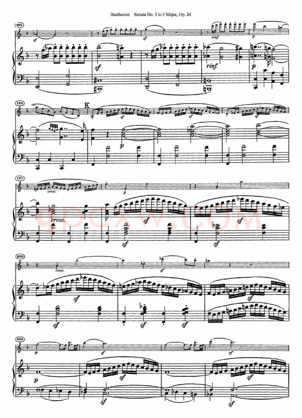 Violin Sonata No.5 in F Major Op.24（小提琴+钢琴伴奏）