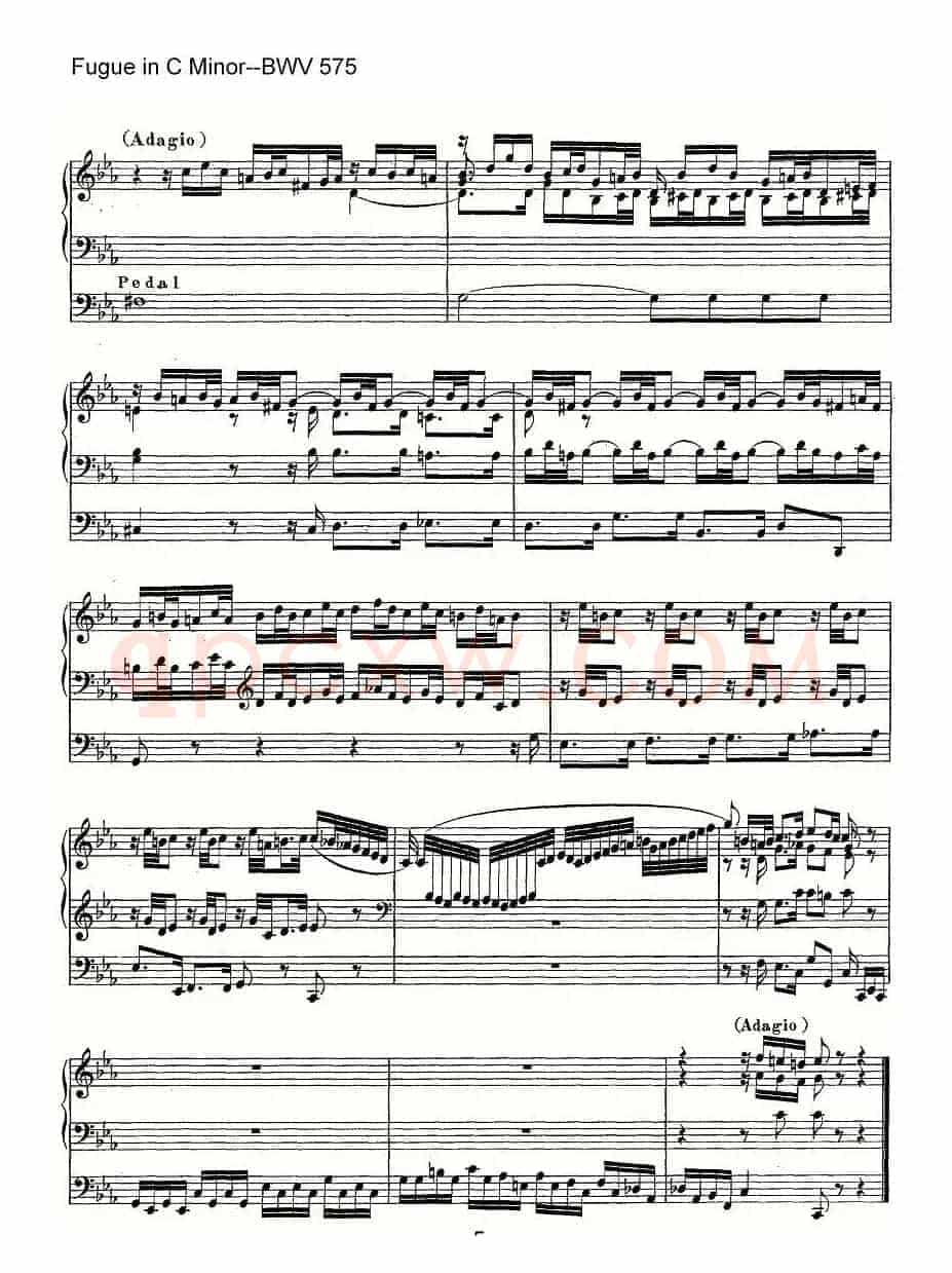 Fugue in C Minor--BWV 575（管风琴谱）